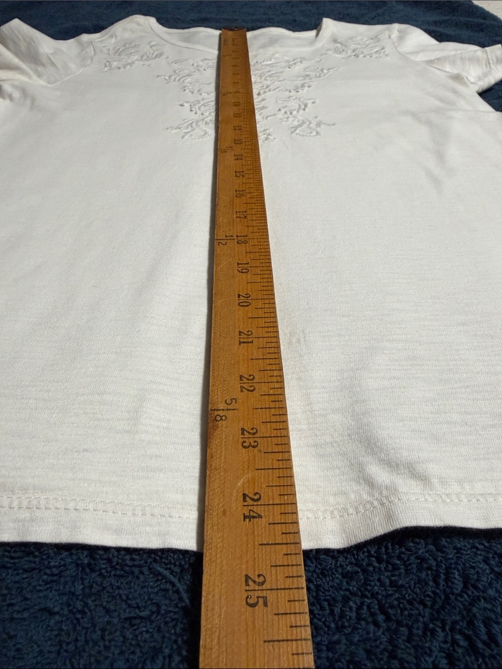 Coldwater Creek White Short-Sleeve Tee with Embroidered Yoke - Picture 5 of 6